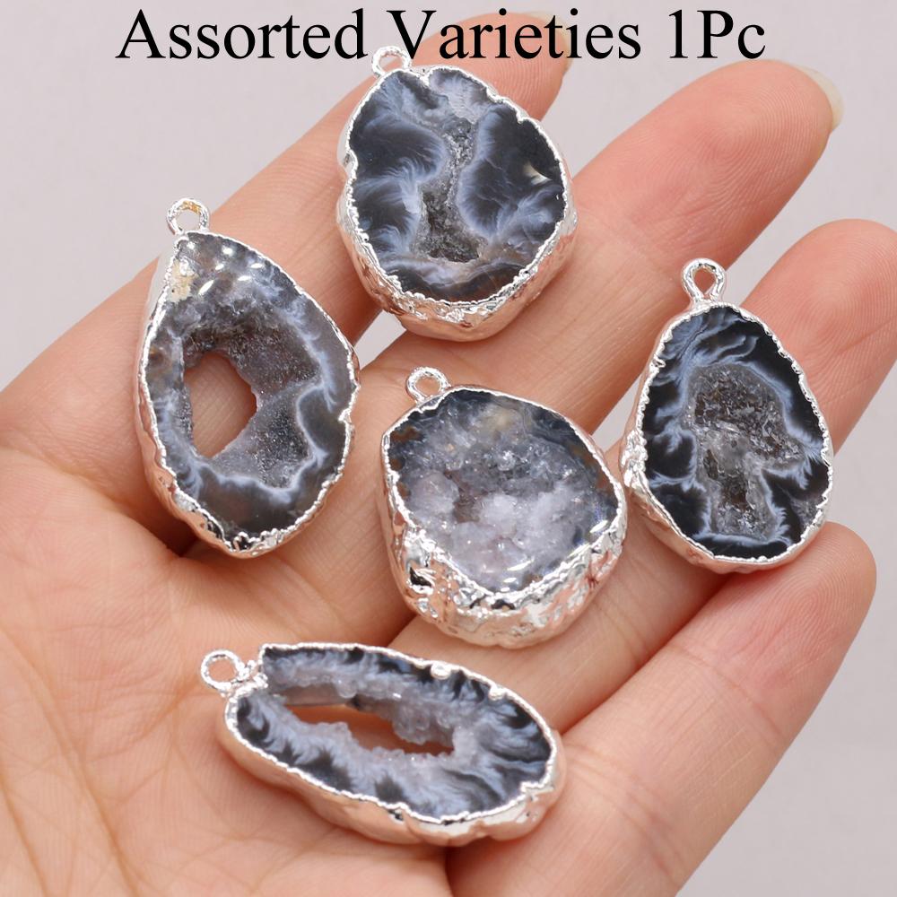

1 шт., подвеска из натурального камня, богемский друзовый агат, подвески для самостоятельного изготовления женских и мужских ожерелий, аксессуаров или креативных украшений на Хэллоуин, Рождество 1Pc/15x25-20x30mm