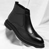 Autumn Winter New Big Size Chelsea Boots Men Fleece Keep Warm High Top Ankle Boots Male Solid Color Cow Leather Brogue Shoes Man