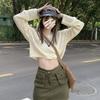 Short Hollowed Out Sun Resistant Knitted Cover for Women's Spicy Girls In Autumn Retro Loose Design Niche Long Sleeved Top