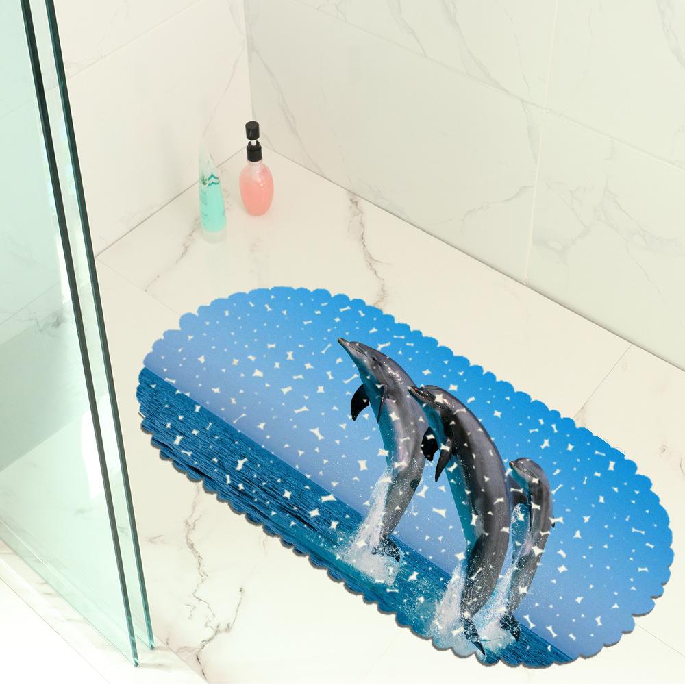 Dolphin Jump Map Balcony Bathroom Mat Hydrophobic Non-Slip Door Mat Swimming Pool Public Places Non-Slip Floor Mat