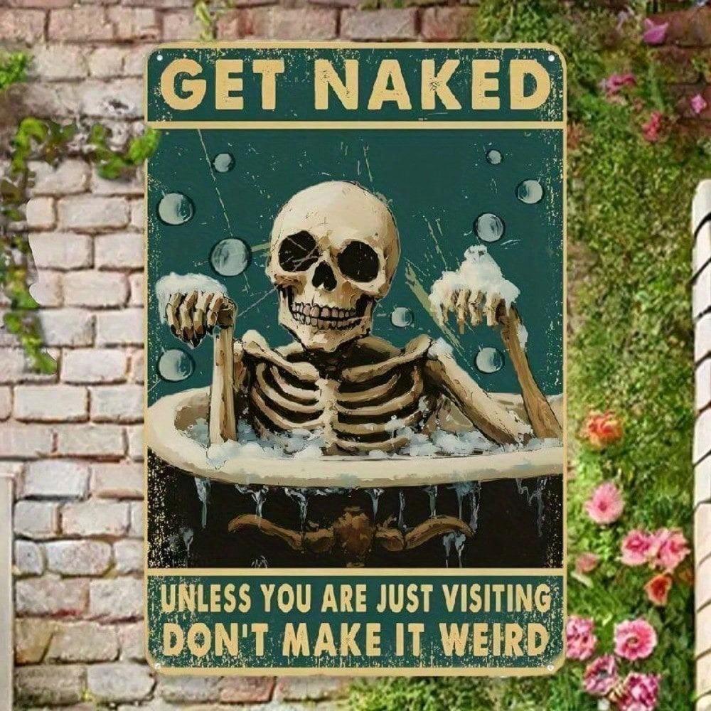 

Vintage Metal Skull Sign Funny Bathroom Wall Decor 8x12 Inch Rustic Home Bar 20x30cm