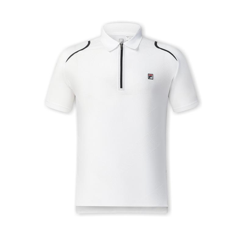 Fila Tennis Solid Color Sports Texture High-End Minimalist Short Sleeve Polo Men Polo Bright-White A11M433107FWT