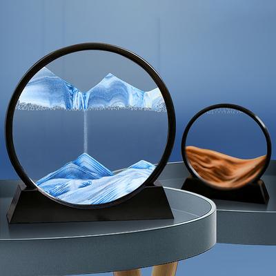 3D Sandscape Moving Sand Art Picture Round Glass Deep Sea Hourglass Quicksand Craft Flowing Sand Painting Office Home Decor Gift