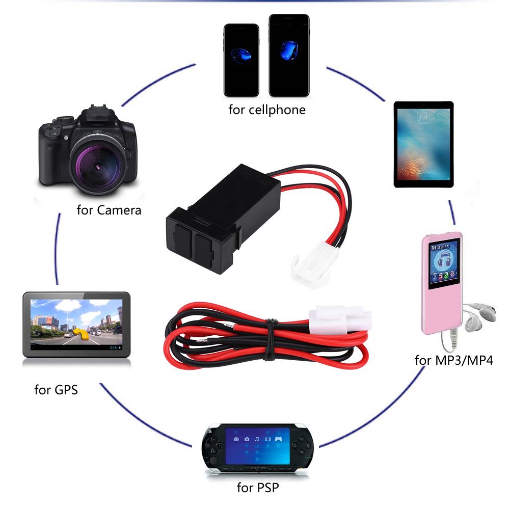 12V24V 2.1A Dual USB Port Car Charger Power Adapter Socket for Toyota Cellphone