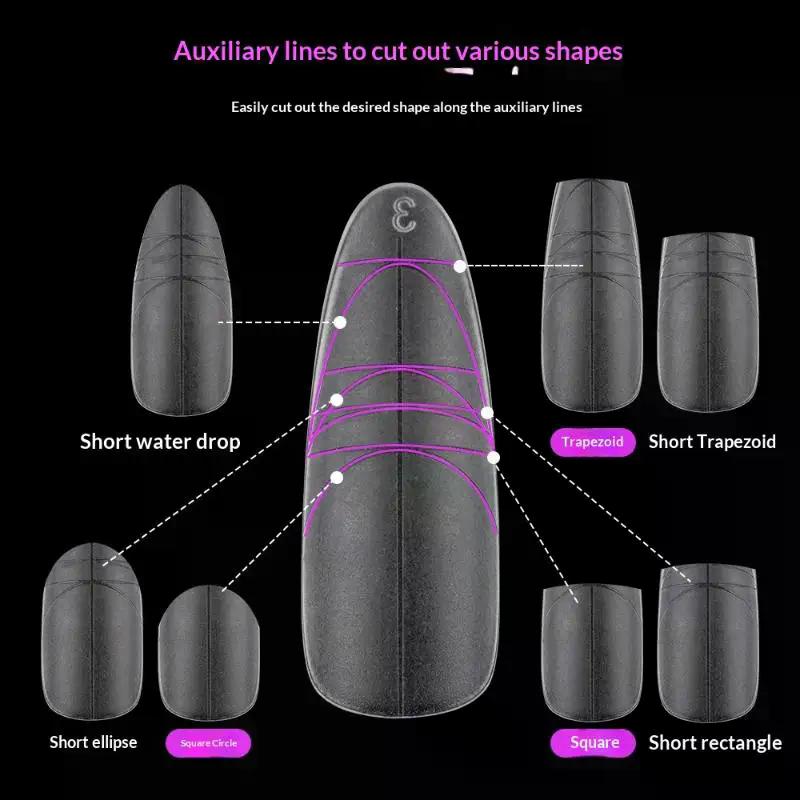 240 Piezas Puntas de Uñas de Gel Almendra Coffin Stiletto Con Líneas Auxiliares Innovadoras Uñas Press On Ake Nail Para Extensión Herramienta de Manicura