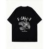 Weißes Oversized-T-Shirt mit Krähen-Grafik und F Caw F-Text für Freizeitkleidung