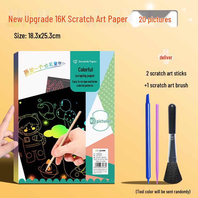 Kids Colorful Scratch Art Paper 16K: DIY Creative Graffiti & Sand Painting Fun