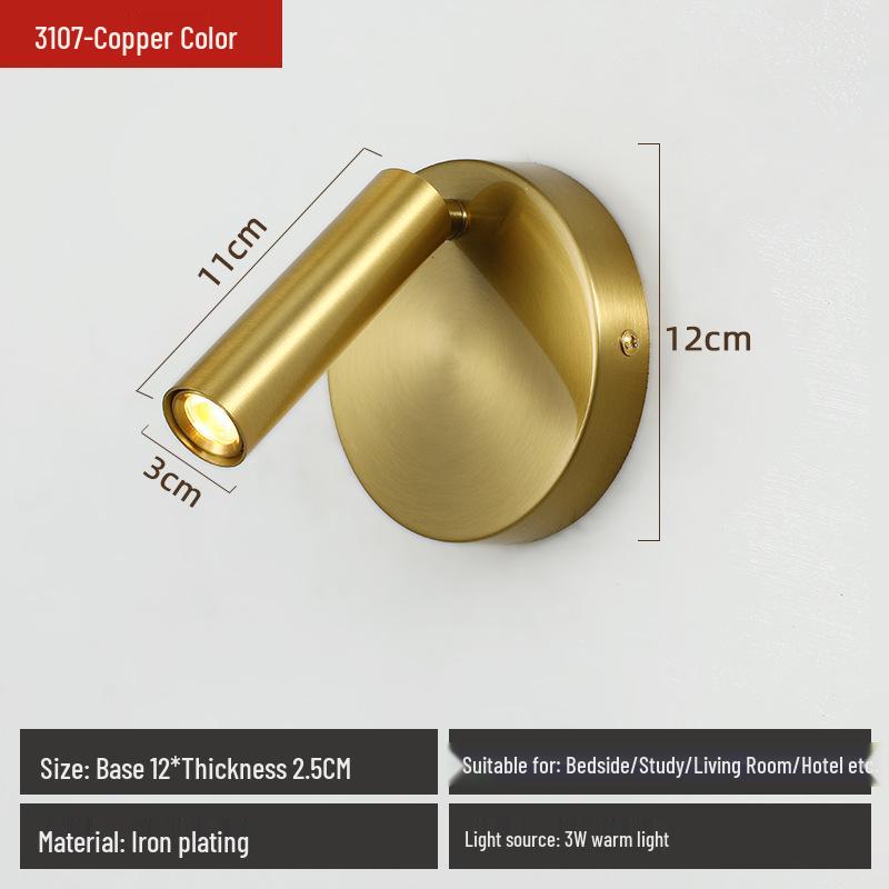 Rotatable Wall-Mounted Reading Lamp for Hotel Bedside - Modern Minimalist Design