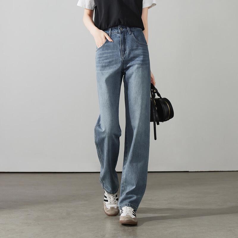 SOFSIL Women s 2026 Spring Retro High-Waist Straight Jeans 26/S