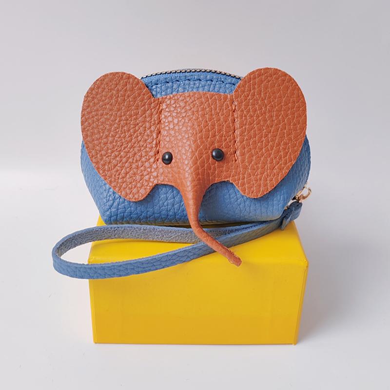 Heißes PU-Leder Baby Elefant Münzbörse Damen Tasche Anhänger Kreativer Kartenhalter Aufbewahrung Lippenstift Umschlag Reißverschluss Geldbörse