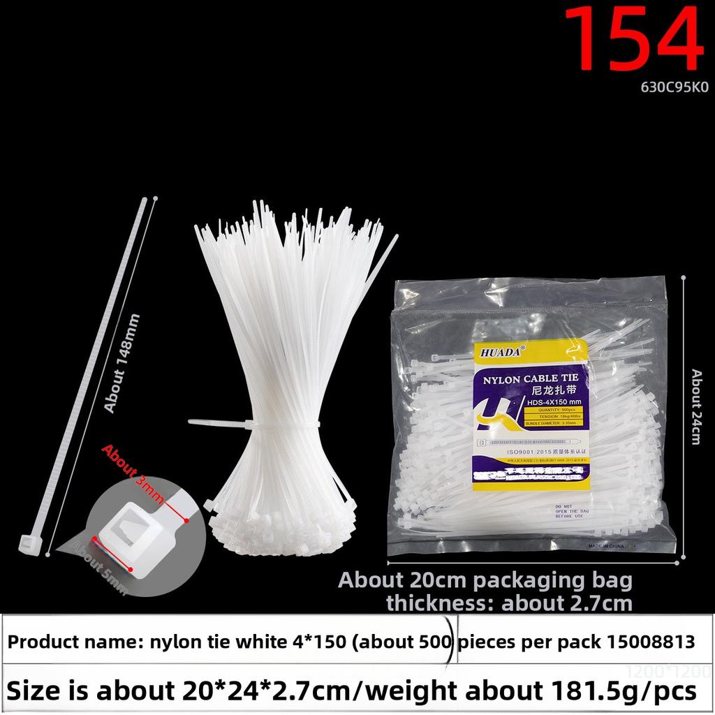 Large White Nylon Cable Ties of 4*150*4*200*5*250*3*60*3*80