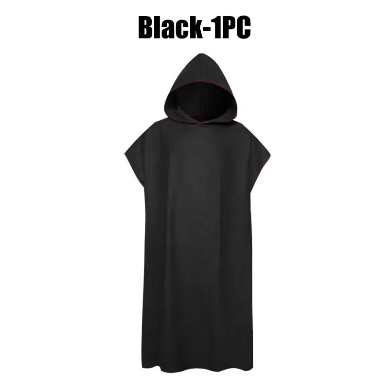 Unisex Hooded Microfiber Bathrobe Cape Quick Dry Swim Surf Towel For Beach Travel Sauna Changing Robe Lightweight Sports