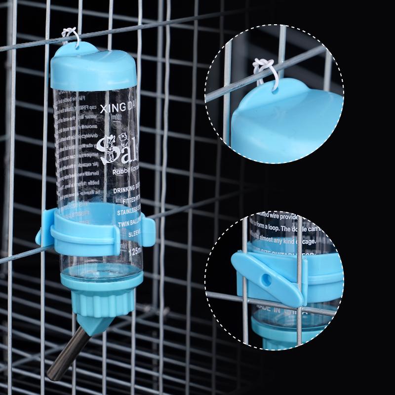 2pcs Pet Drinking Bottle Hanging Water Kettle Hamster Rabbit Plastic Steel Head Drinking Bowl Water Drinking Cup 125/250ml