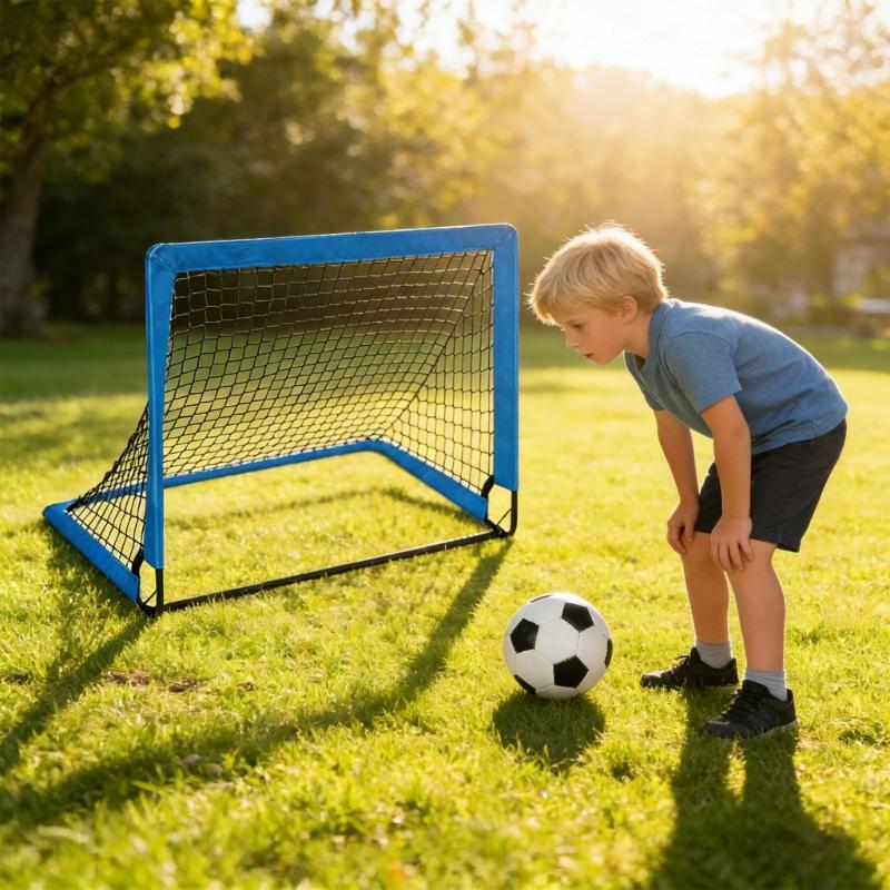 Collapsible Football Goal Set Includes 2 Foldable Markers 3 Size globes And Training Cones For Children Outdoor Sports