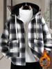 Trendy Winter Plaid Wool Coat for Boys (Ages 13-17) - Thickened, Plus Velvet