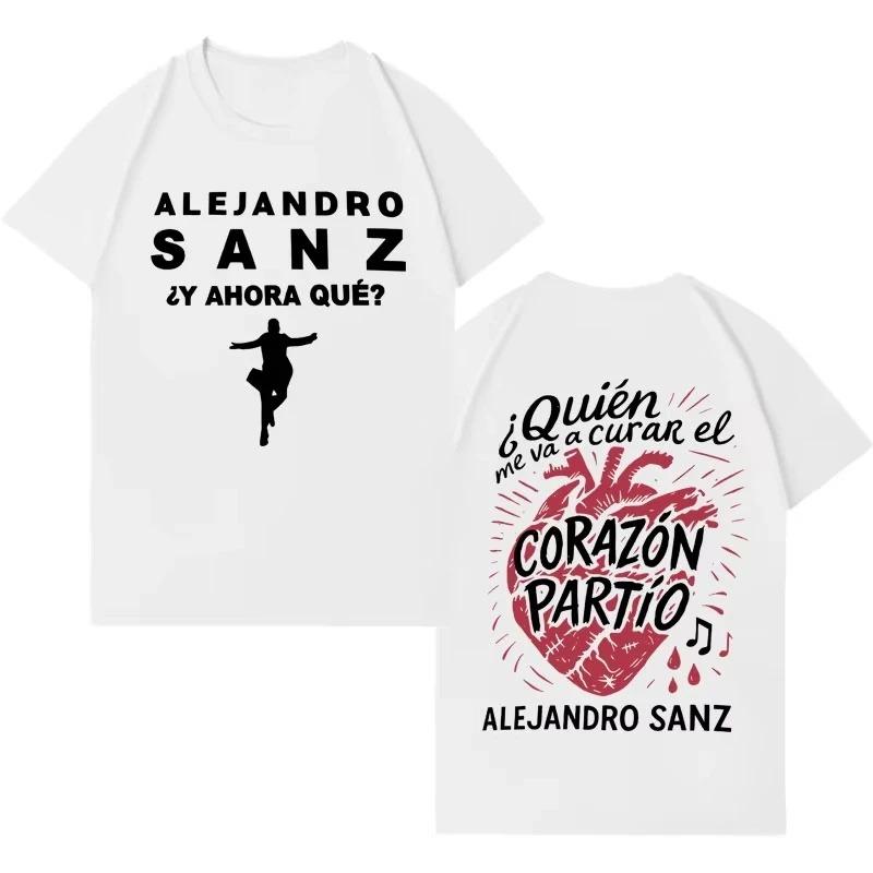 Singer Alejandro Sanz 2026 Trendy Graphics Short Sleeve Tshrit Unisex Women Hip Hop Cotton Punk Casual Y2K Clothing Fans Gift S