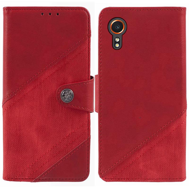 For Samsung Galaxy Xcover7 Case PU Leather Flip Phone Cover Crazy Horse Texture Splicing