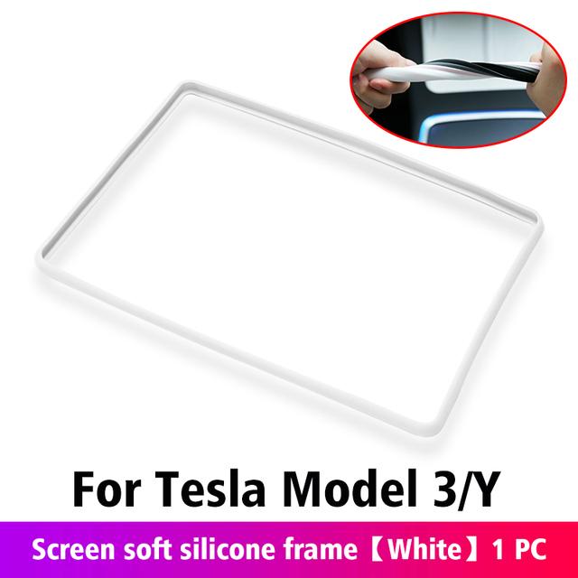 Für Tesla Model 3 / Y Silikon Schutzrahmen Kantenabdeckung Mittelkonsolen-Display Navigationsbildschirm Schutzfolie Autozubehör