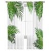 Green Leaves Plant White Window Drapes Living Room Yarn Sheer Curtain Bedroom Kitchen Home Decor Drape