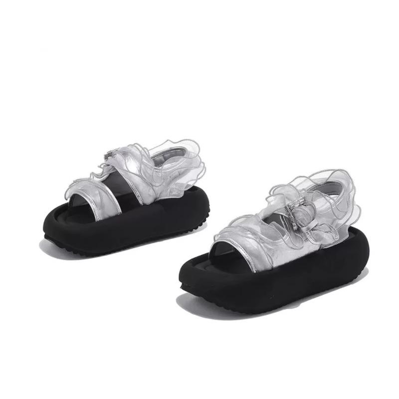 College Style Sandals Women's Summer New Outer Wear Bow Thick Sole with Skirt Beach Shoes