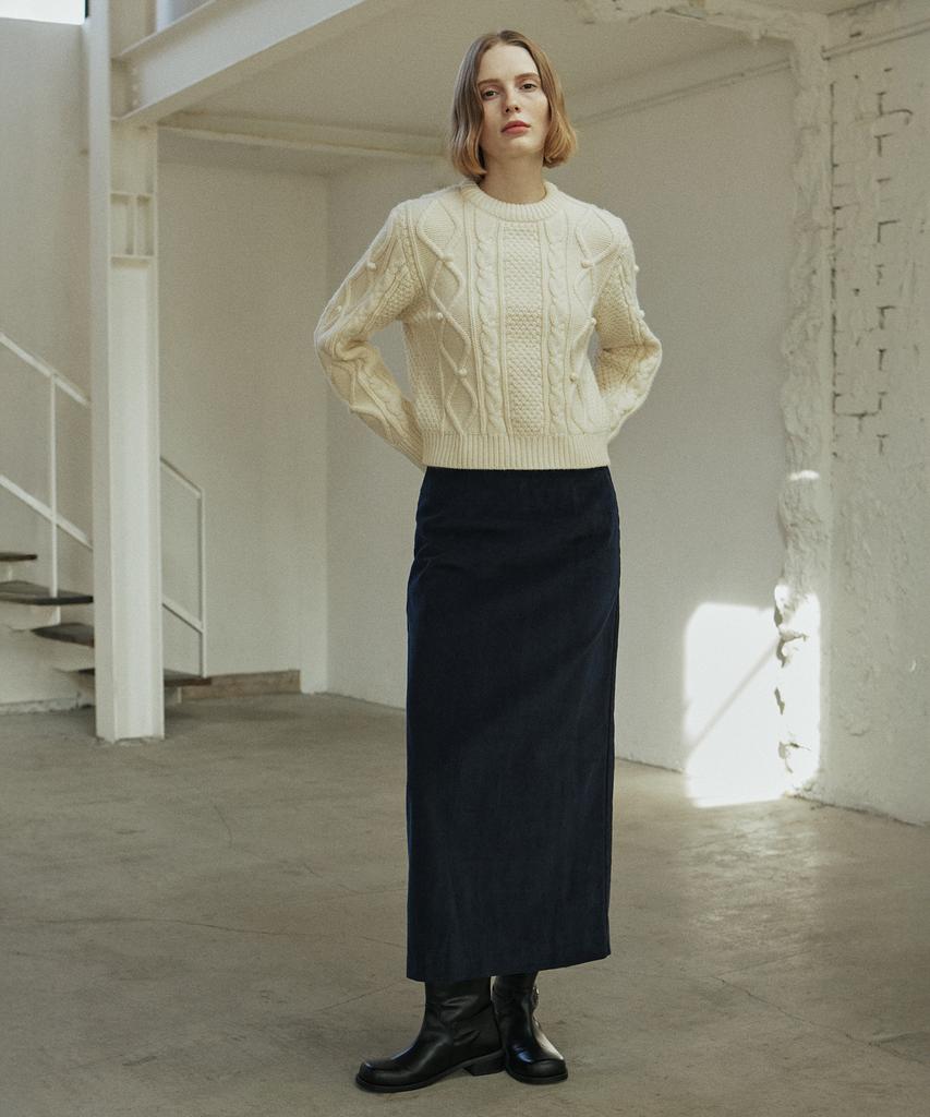 Yeoppe Corduroy Line Skirt_Navy