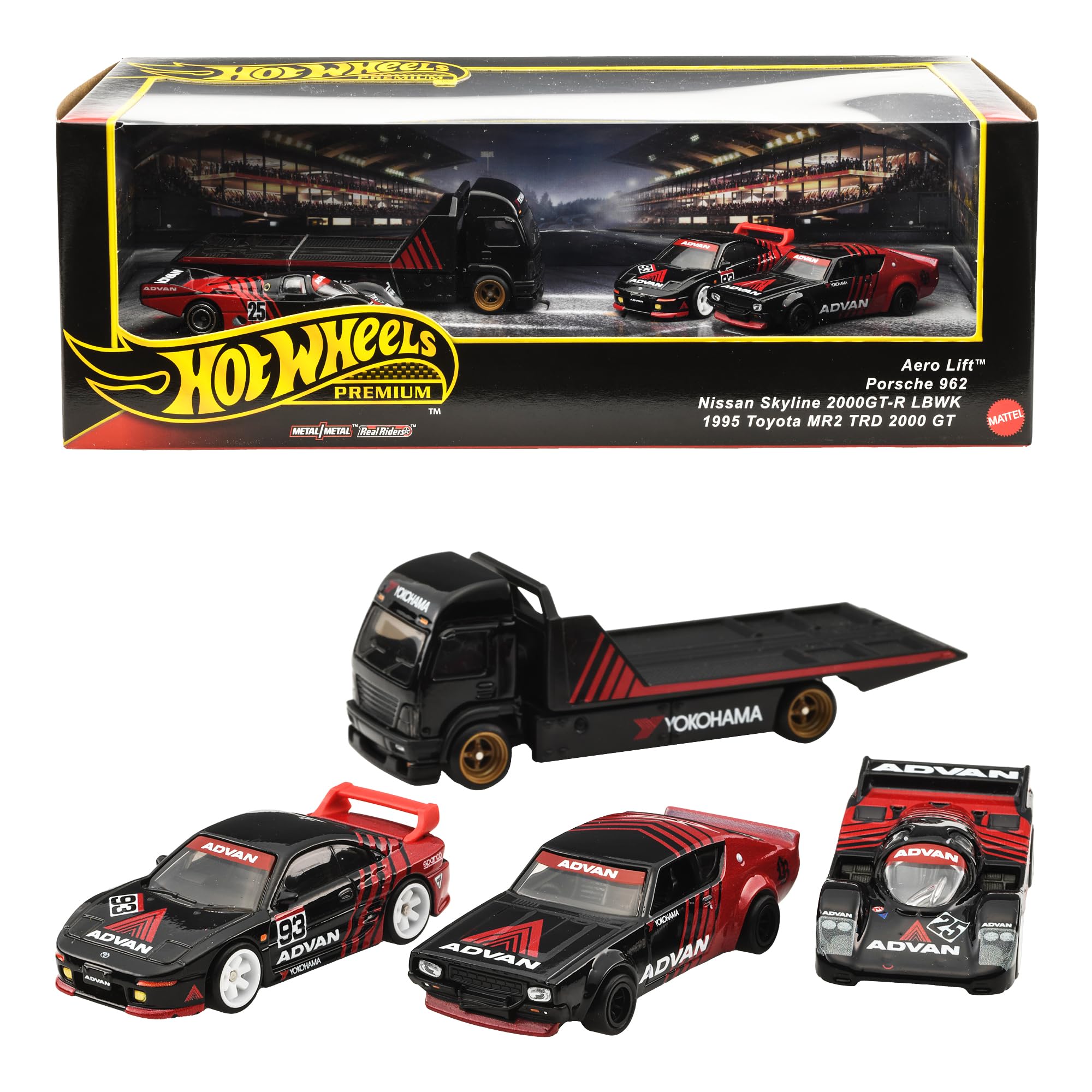 

Набор коллекционных машинок Hot Wheels Premium - Машинки команды ADVAN Racing, 4 мини-машинки, Возраст 3+, Многоцелевой, 987B-GMH39