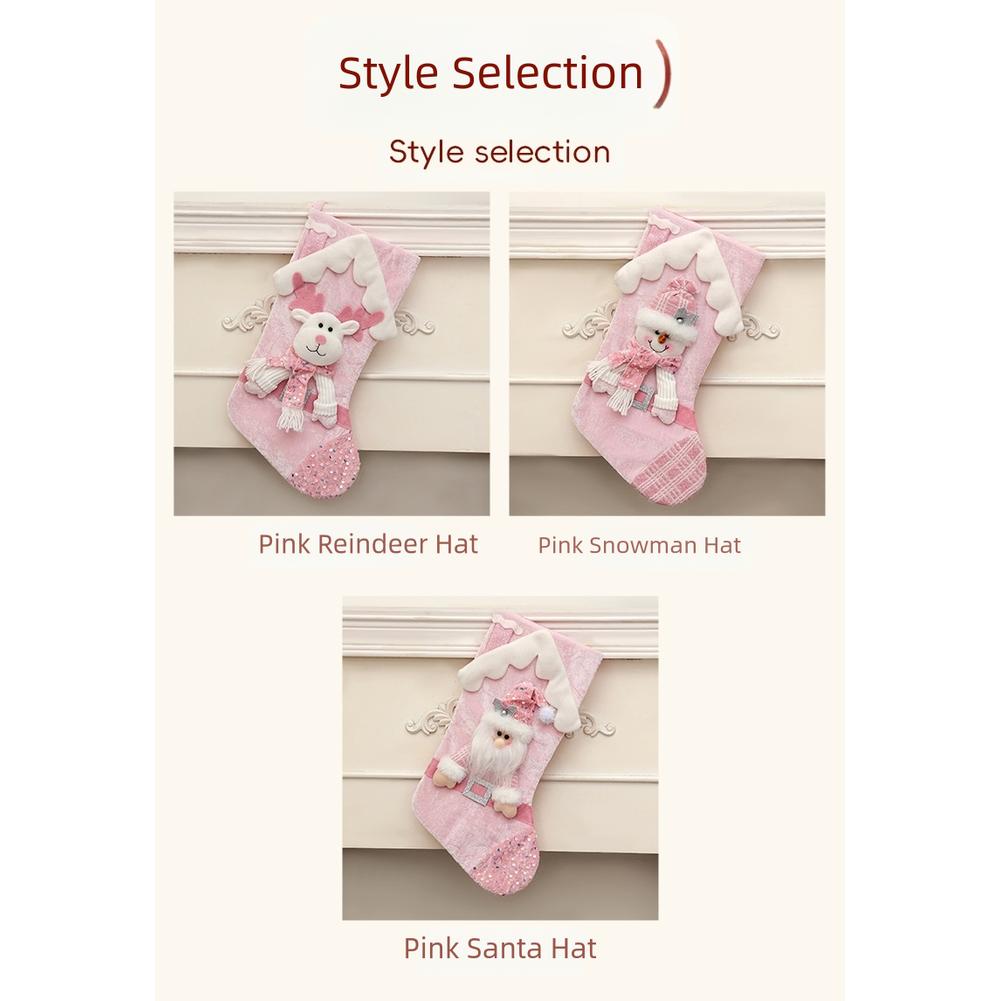 Holiday Decor Pink Glitter Stocking Holiday Party Pink Generous Size For Holding Presents Soft Fabric Material