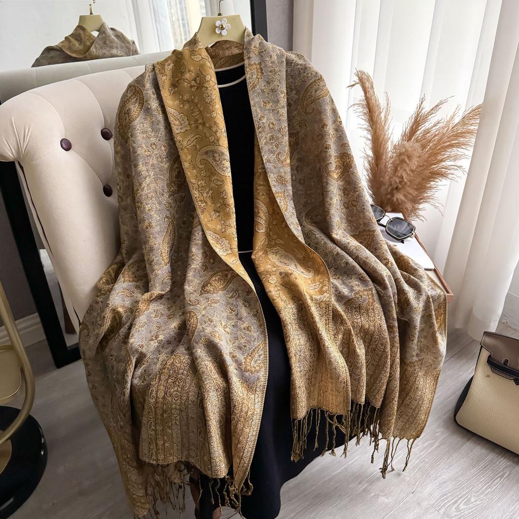 Tourism Shawl Women'S Ethnic Style Long Tassel Imitation Cashmere Scarf Xinjiang Yunnan Outer Cape Cape