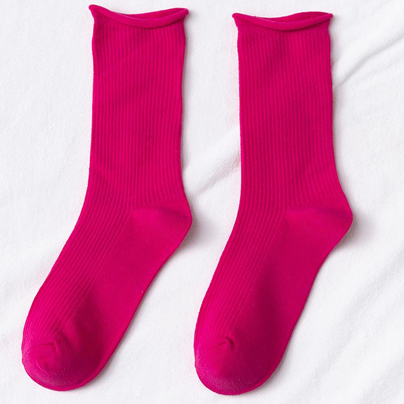 Colorful Women's Mid-Calf Candy Color Cotton Socks - Versatile for Spring and Autumn, Sporty and Over-the-Knee.