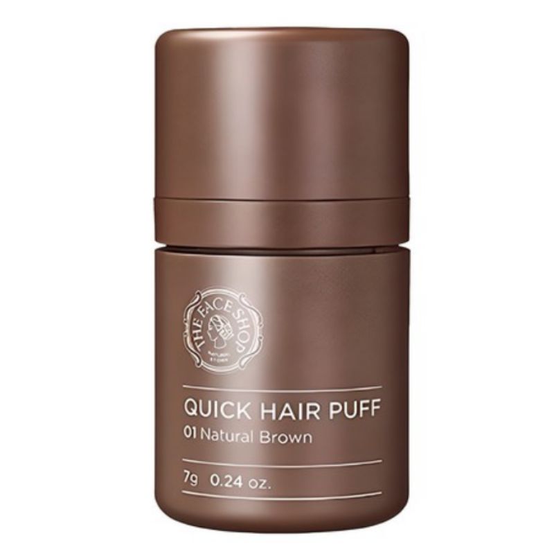 

THE FACE SHOP Quick Hair Puff – Hairline Powder Touch-Up (7g) – 4 Shades (Natural Brown, Dark Brown, Light Brown, Black) 01 Natural Brown