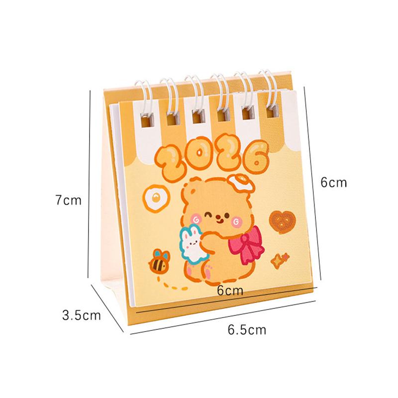 2026 Custard Bär Kalender Tischkalender Tragbarer Spiral-Terminplaner Desktop-Dekoration Tagesplaner Büro Schulbedarf