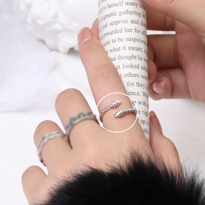 Anéis Prata Tailandesa Tendência Coreana Unissex - Conjunto Vintage Envelhecido para Casais com Personalidades Dominantes