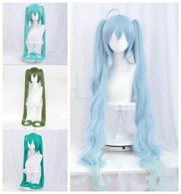 100cm/39" V SEASON Women  Magical  Snow MIKU Cosplay Wig Long Gradient Blue Hair with Ponytails