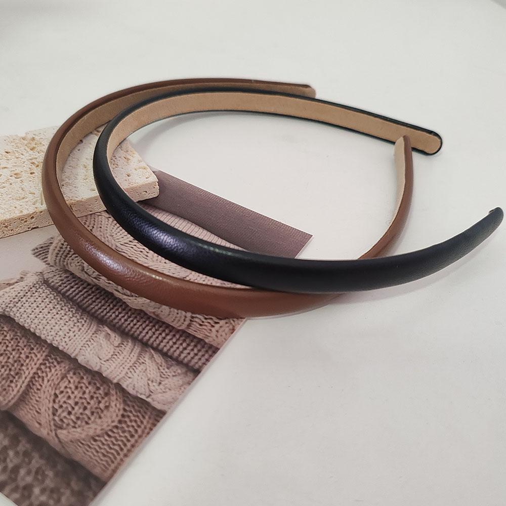 2pc Fashion PU Solid Bezel Headwear Women Headband Girls Vintage Hair Bands Hairband Hoop for Holiday Party Hair Accessories