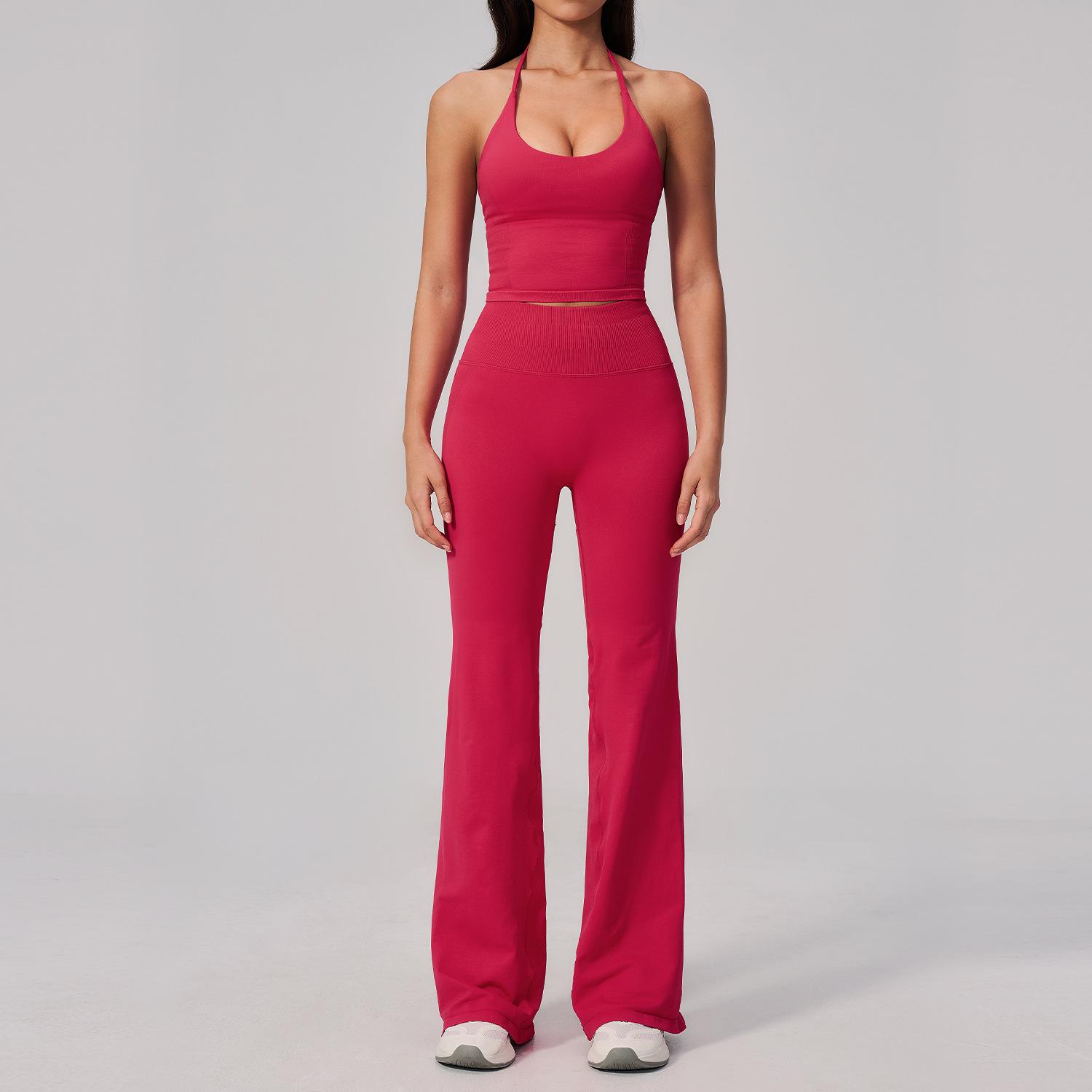 Women s Summer Seamless Yoga Clothing Set - Ribbed, Beautiful Back Sportswear 2557 L