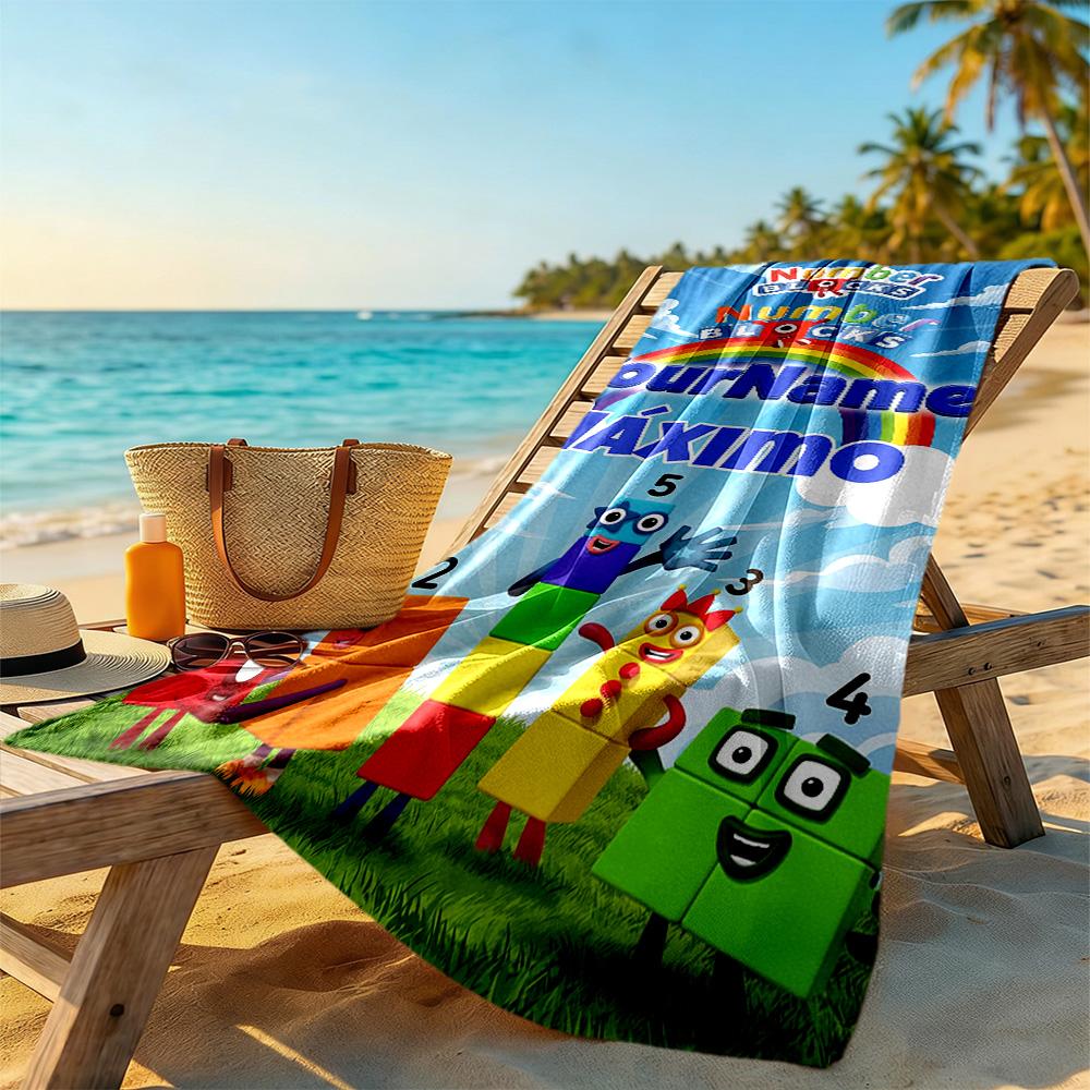 Numberblocks Personalized Text Beach Towel Quick-Dry Soft Microfiber Portable for SwimmingBeachCamping Travel Beach AccessoriesGym