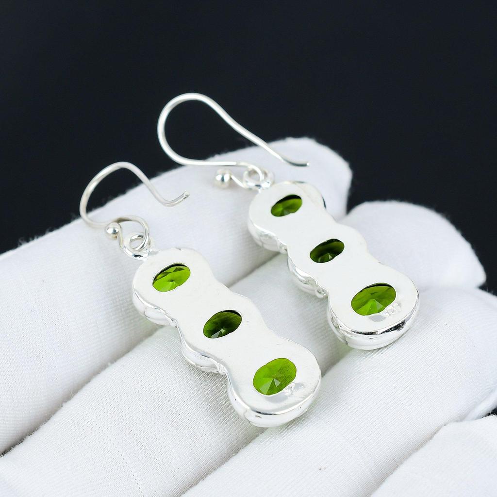 Amazing Peridot Gemstone Earrings, 925 Sterling Silver Earring, Handmade Boho Silver Jewelry Dangle Earrings, Engagement Gifts