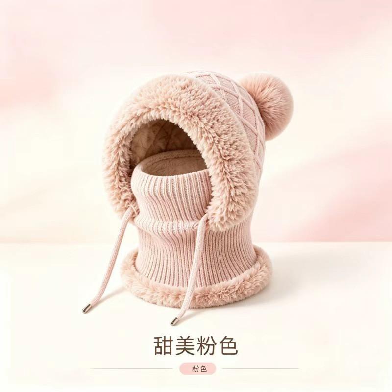 Womens Winter Knit Beanie With Integrated Neck Warmer Ear Protection Thick Fleece-Lined Foldable Cold Weather