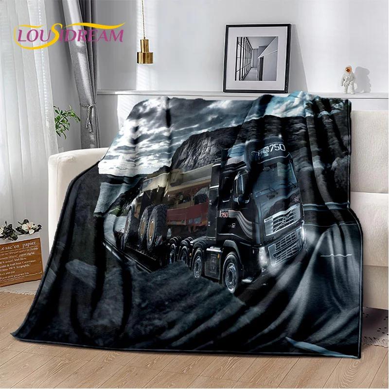 Volvo Truck Lorry 3D Printing Soft Flannel Blanket for Beds Bedroom Sofa Picnic,Throw Blanket for Cover Outdoor Leisure Nap Gift