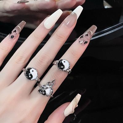 Conjunto de Anéis Combinados Polar Design de Nicho Chinês Avançado Anel Tai Chi Ins