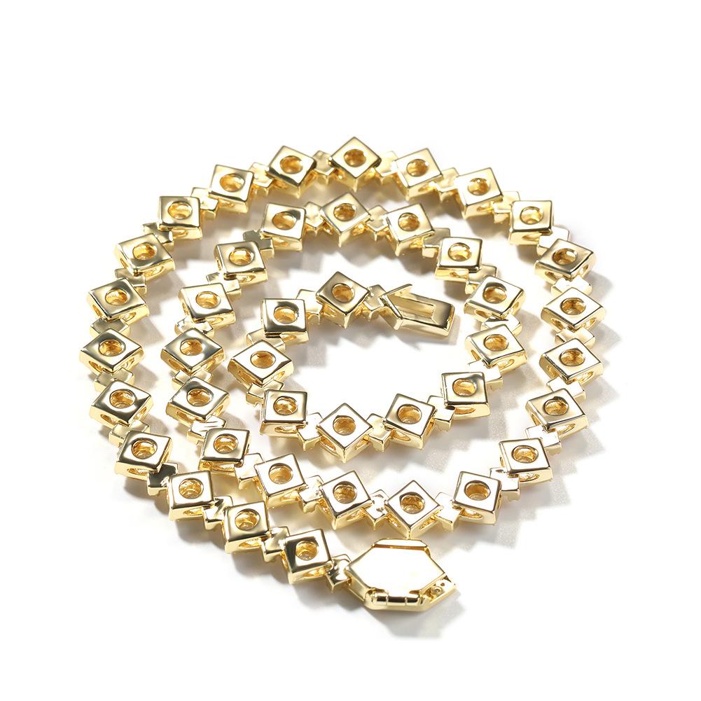 Collier Hip Hop en diamant européen et américain pour hommes, personnalité rétro carré en Zircon, chaîne de pull, bijoux