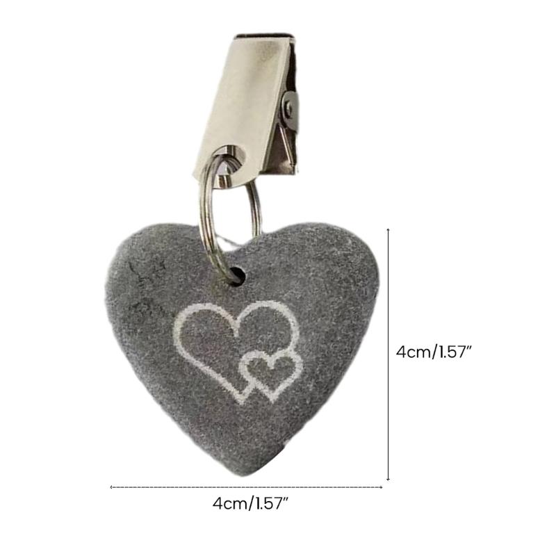 8pcs Heart Tablecloth Weights Marble Stone Heavy Pendants Tablecloth Hangers with Clips for Outdoor Party Picnic Table