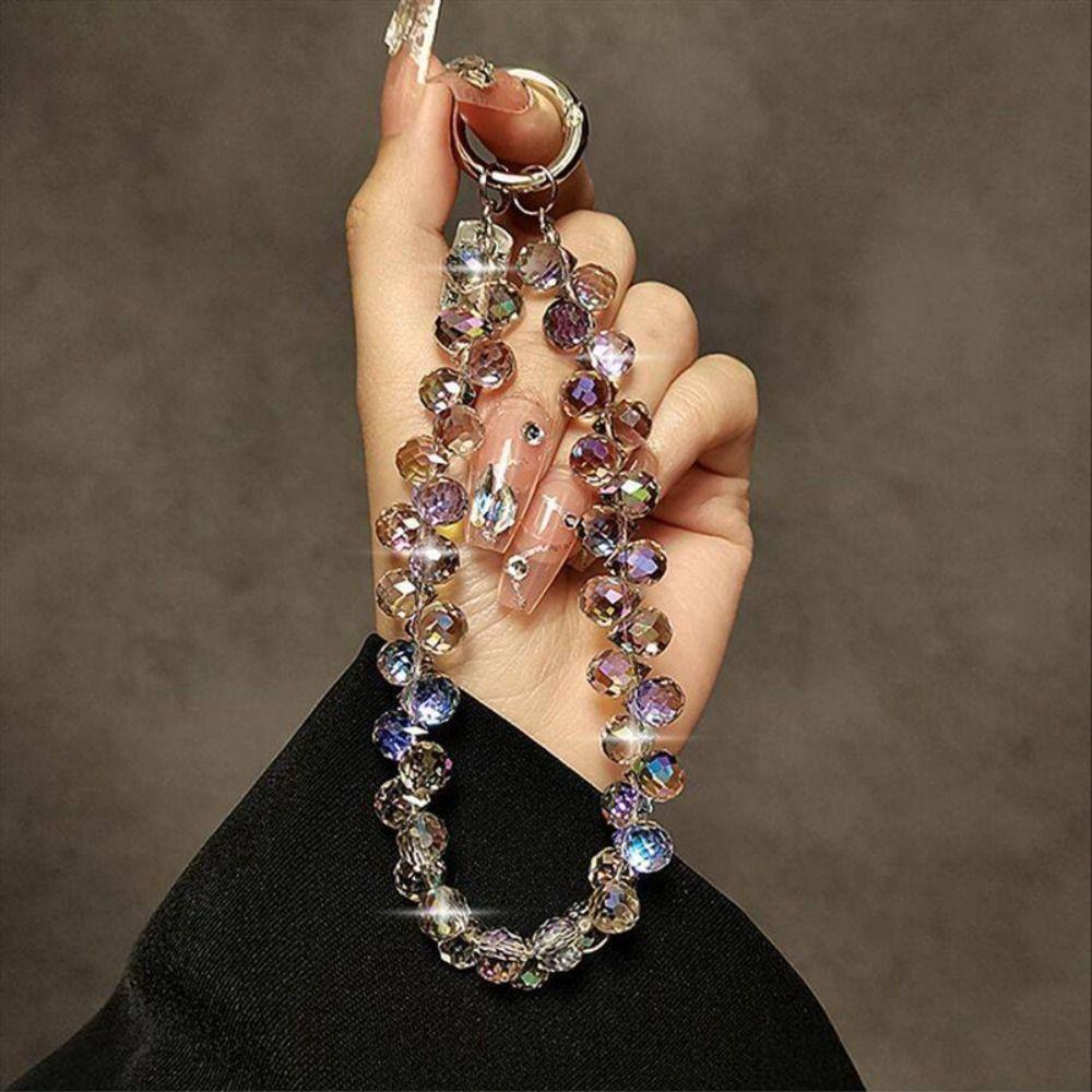 Stylish Glitter Crystal Bead Pendant Detachable Transparent Crystal Bead Keychain Colorful Bag Pendant for Women Girls
