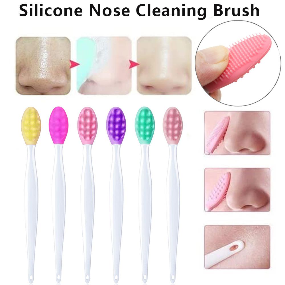 1PZ/4PZ Cura della Pelle Bellezza Lavaggio Viso Pennello in Silicone Esfoliante Pulizia Naso Rimozione Punti Neri Strumenti Con Testa di Ricambio