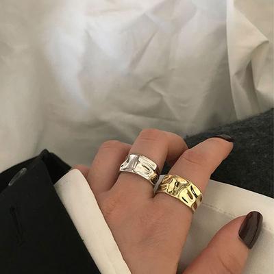 Ring Female Retro Ins Wind Irregular Concave Convex Surface Opening Ring Fashion Personality Heavy Industry Texture Ring Finger Rings Party Jewelry