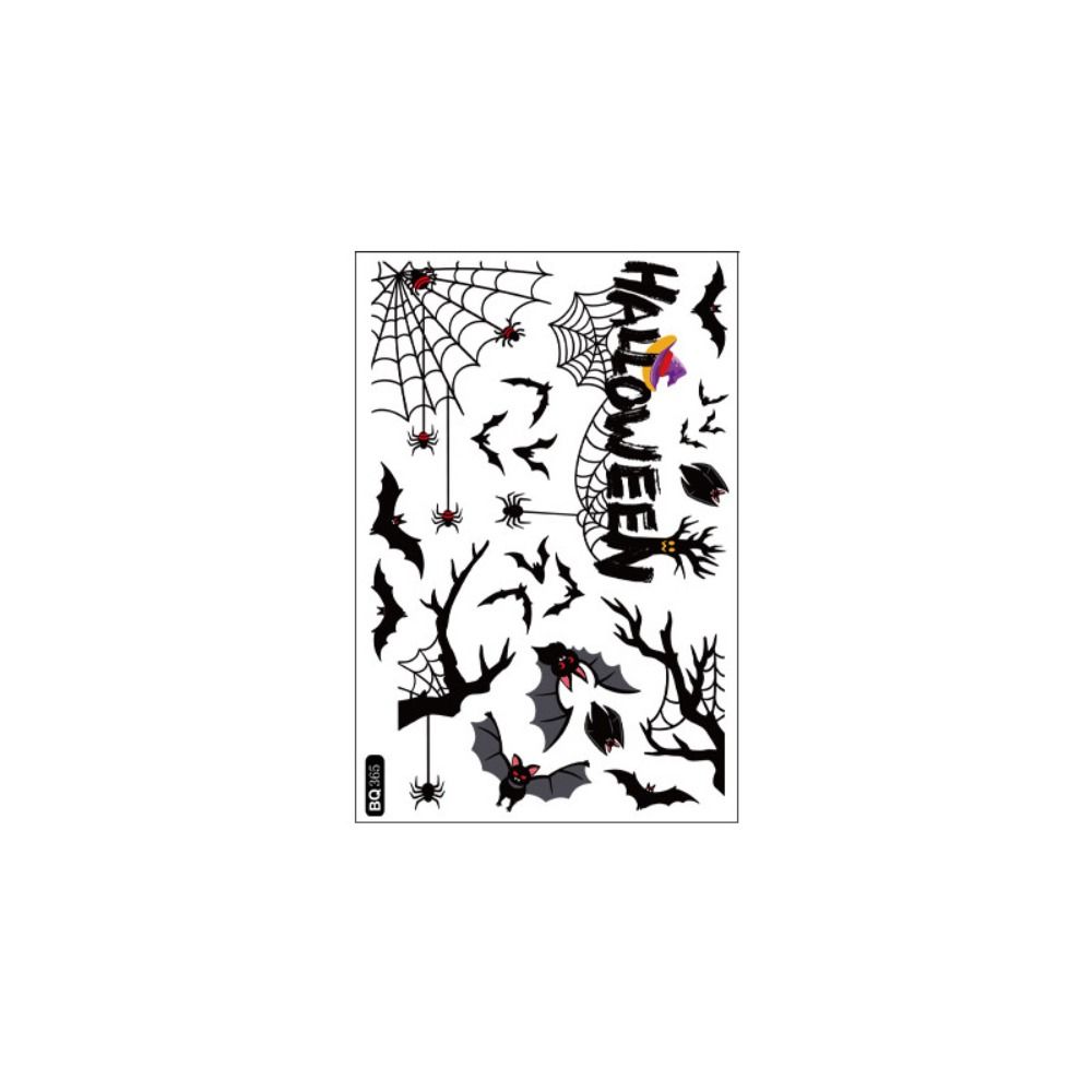 Static Halloween Stickers Black Scary Sticker Creative Spider Bat Decals  Smooth Surface