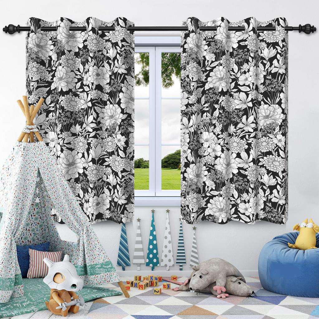 2pcs Luxury Boho Flowers Window Curtains for Home Bedroom Living Room Drakening Heat Insulation Noise Reduction Blackout Drapes