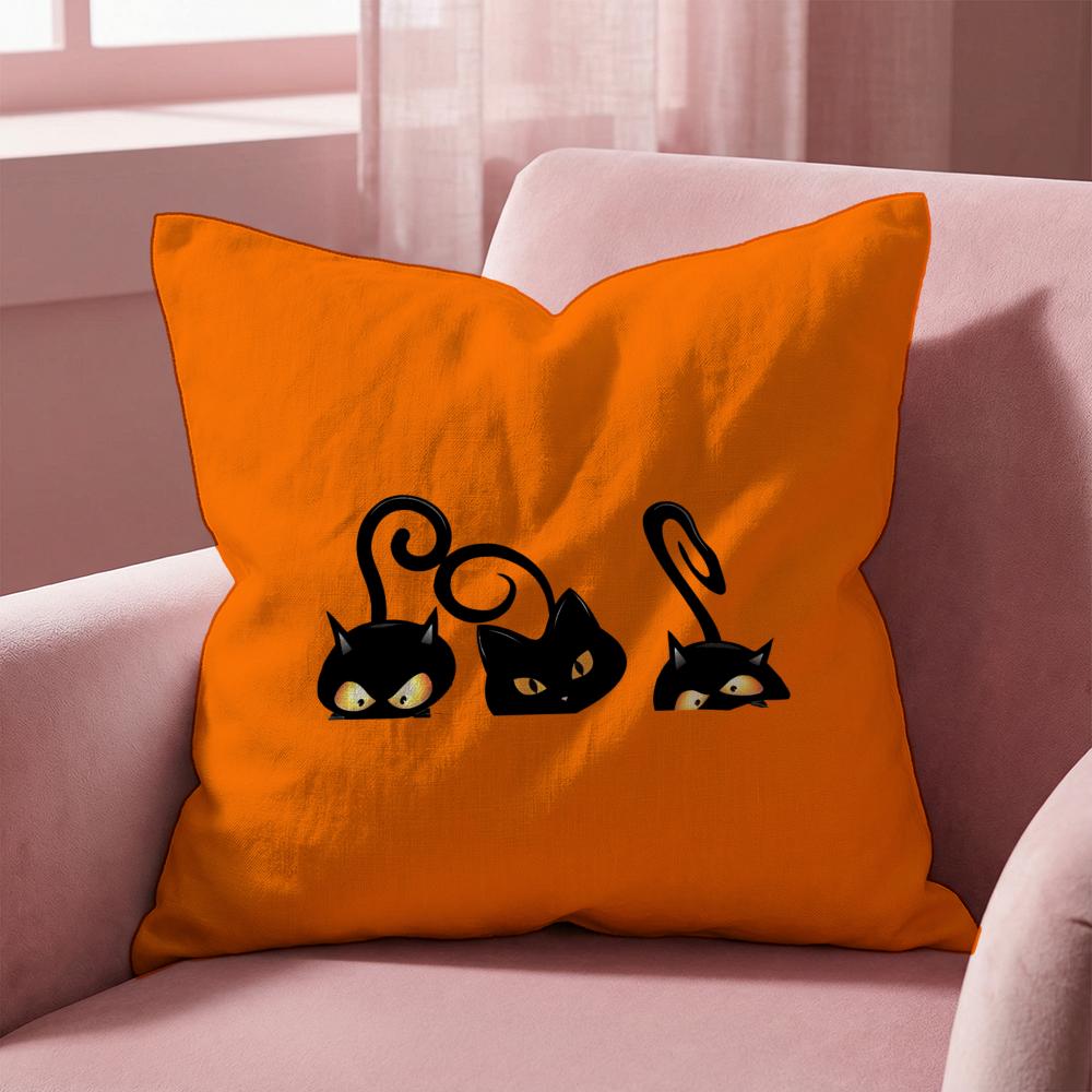 Funny black cat Cushion Cover Multi-Scene Pillow Cover for Home & Car - Reversible, Soft & Durable for Daily Use