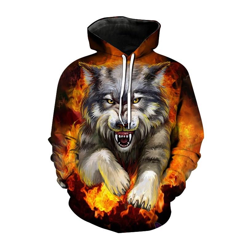 

Толстовки с капюшоном с принтом 3D Animal Wolf, мужские модные повседневные свободные пуловеры в стиле хип-хоп в стиле Харадзюку, толстовки с капюшоном 3XL