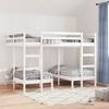 VidaXL Triple Bunk Bed White 140x200/70x140 Cm Solid Pine Wood, Trio Bunk Bed Frame, Bedroom Furniture, 3308578